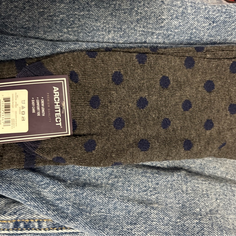 Architect Gray and Blue Polka Dot Dress Socks